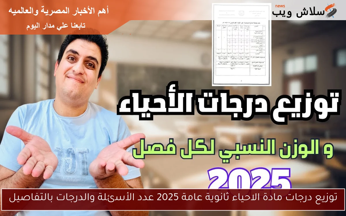 توزيع درجات مادة الاحياء ثانوية عامة 2025 عدد الأسئلة والدرجات بالتفاصيل 2 توزيع درجات مادة الاحياء ثانوية عامة 2025 عدد الأسئلة والدرجات بالتفاصيل
