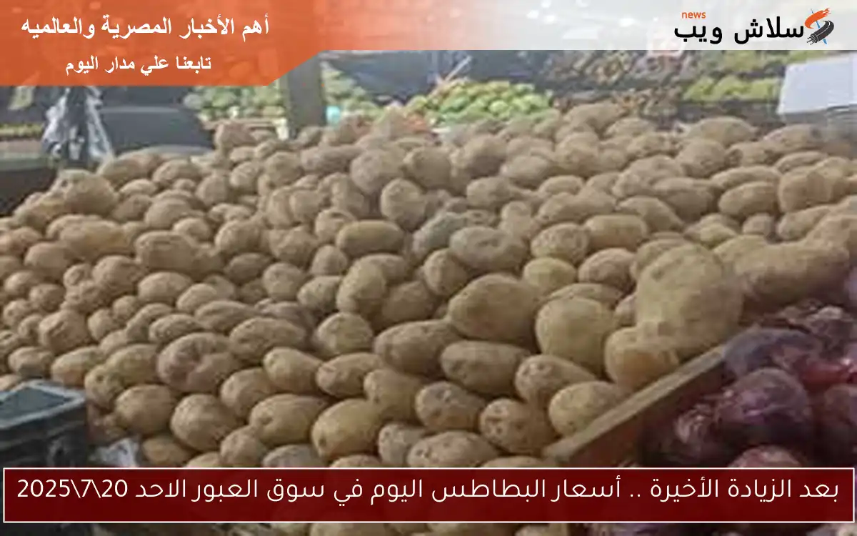 بعد الزيادة الأخيرة .. أسعار البطاطس اليوم في سوق العبور الاحد 2072025 2 بعد الزيادة الأخيرة .. أسعار البطاطس اليوم في سوق العبور الاحد 20\7\2025
