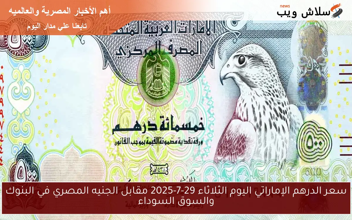 سعر الدرهم الإماراتي اليوم الثلاثاء 29-7-2025 مقابل الجنيه المصري في البنوك والسوق السوداء 2 سعر الدرهم الإماراتي اليوم الثلاثاء 29-7-2025 مقابل الجنيه المصري في البنوك والسوق السوداء