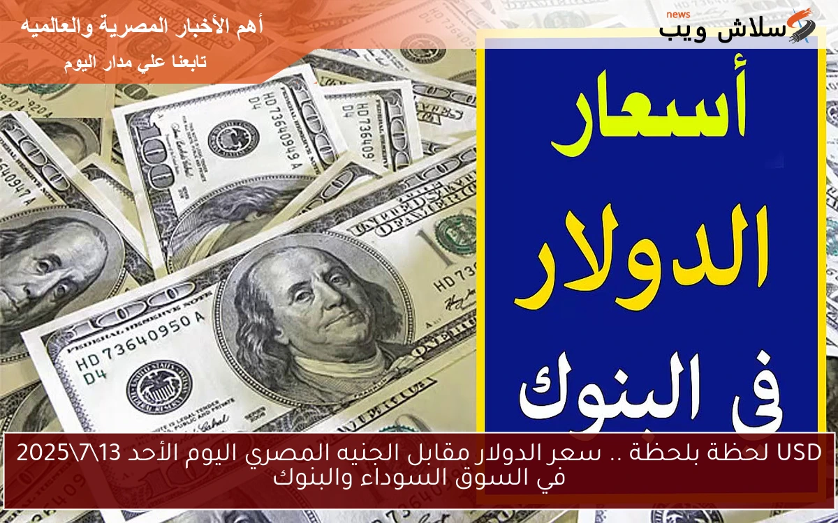 USD لحظة بلحظة .. سعر الدولار مقابل الجنيه المصري اليوم الأحد 1372025 في السوق السوداء والبنوك 2 USD لحظة بلحظة .. سعر الدولار مقابل الجنيه المصري اليوم الأحد 13\7\2025 في السوق السوداء والبنوك