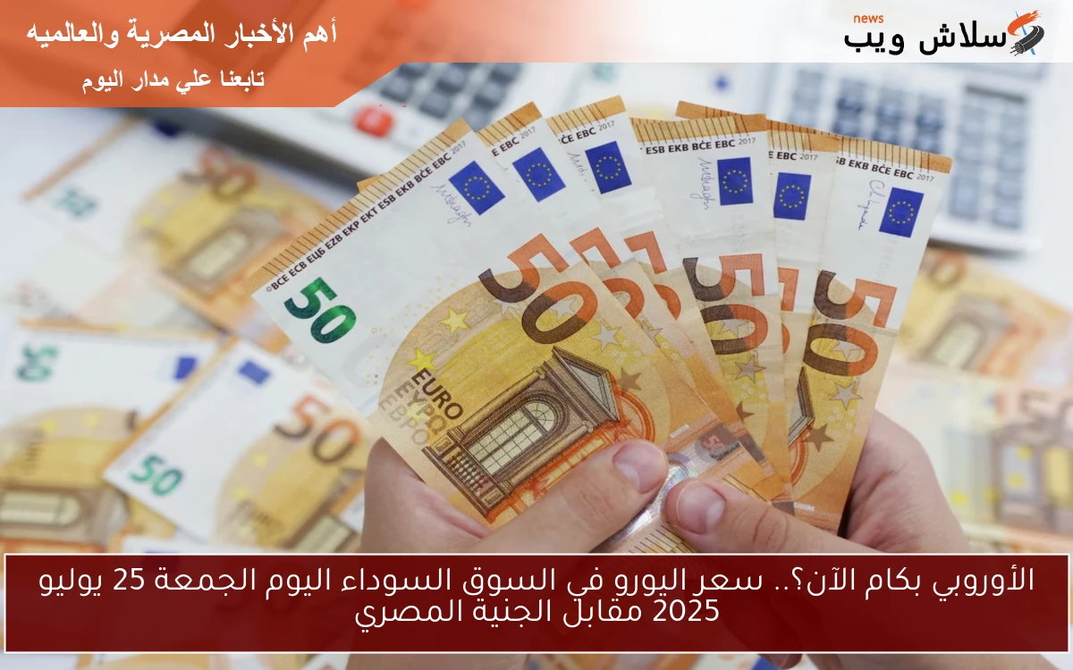 الأوروبي بكام الآن؟.. سعر اليورو في السوق السوداء اليوم الجمعة 25 يوليو 2025 مقابل الجنية المصري 2 الأوروبي بكام الآن؟.. سعر اليورو في السوق السوداء اليوم الجمعة 25 يوليو 2025 مقابل الجنية المصري