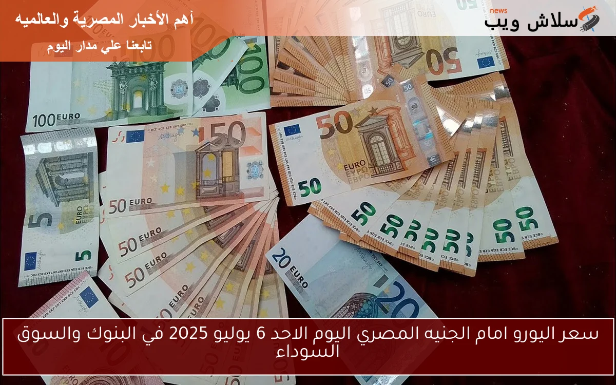 سعر اليورو امام الجنيه المصري اليوم الاحد 6 يوليو 2025 في البنوك والسوق السوداء 2 سعر اليورو امام الجنيه المصري اليوم الاحد 6 يوليو 2025 في البنوك والسوق السوداء