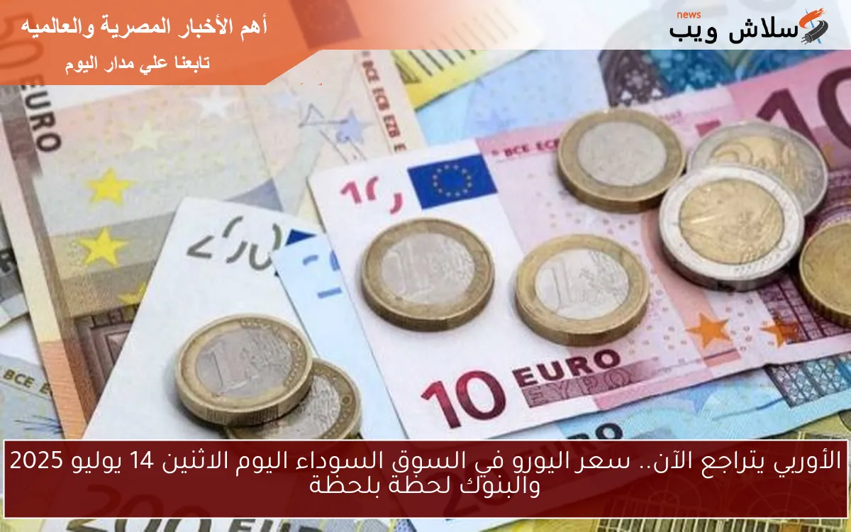 الأوربي يتراجع الآن.. سعر اليورو في السوق السوداء اليوم الاثنين 14 يوليو 2025 والبنوك لحظة بلحظة 2 الأوربي يتراجع الآن.. سعر اليورو في السوق السوداء اليوم الاثنين 14 يوليو 2025 والبنوك لحظة بلحظة
