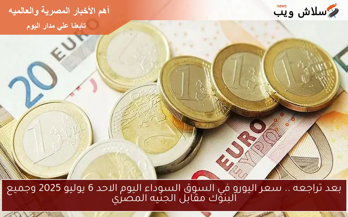 بعد تراجعه .. سعر اليورو في السوق السوداء اليوم الاحد 6 يوليو 2025 وجميع البنوك مقابل الجنيه المصري 2 بعد تراجعه .. سعر اليورو في السوق السوداء اليوم الاحد 6 يوليو 2025 وجميع البنوك مقابل الجنيه المصري