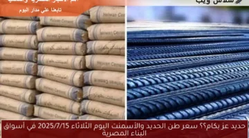 سعر طن الحديد والأسمنت اليوم 2