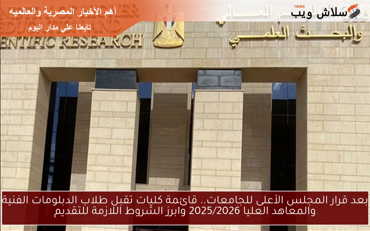 بعد قرار المجلس الأعلى للجامعات.. قائمة كليات تقبل طلاب الدبلومات الفنية والمعاهد العليا 2025/2026 وابرز الشروط اللازمة للتقديم 2 بعد قرار المجلس الأعلى للجامعات.. قائمة كليات تقبل طلاب الدبلومات الفنية والمعاهد العليا 2025/2026 وابرز الشروط اللازمة للتقديم