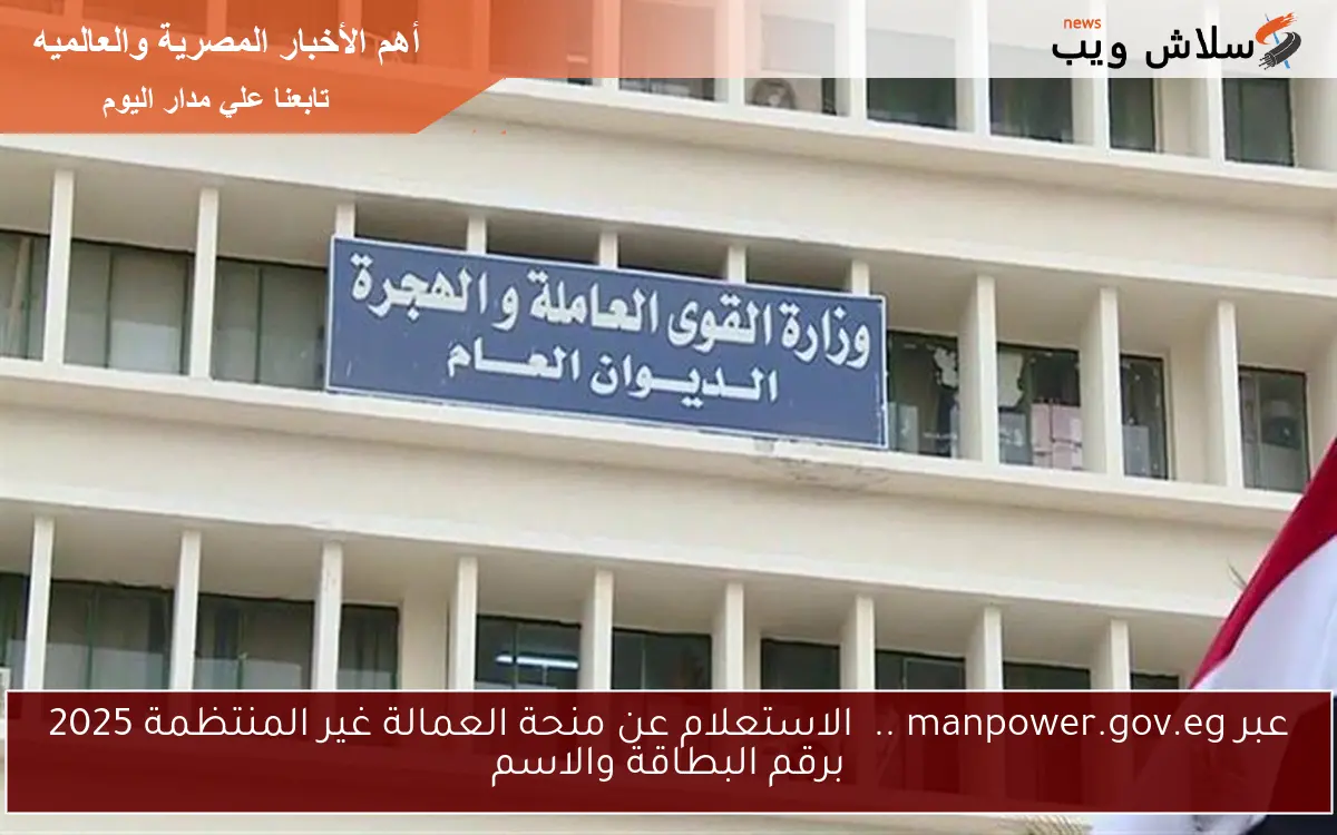 عبر manpower.gov.eg .. الاستعلام عن منحة العمالة غير المنتظمة 2025 برقم البطاقة والاسم 2 عبر manpower.gov.eg .. الاستعلام عن منحة العمالة غير المنتظمة 2025 برقم البطاقة والاسم