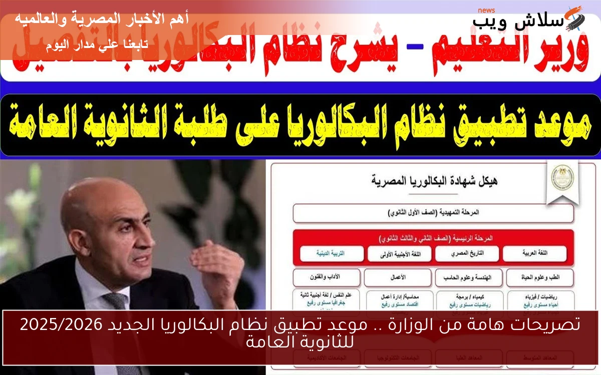 تصريحات هامة من الوزارة .. موعد تطبيق نظام البكالوريا الجديد 2025/2026 للثانوية العامة 2 تصريحات هامة من الوزارة .. موعد تطبيق نظام البكالوريا الجديد 2025/2026 للثانوية العامة