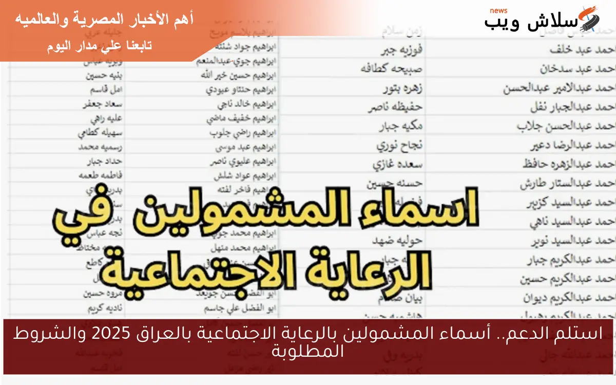 استلم الدعم.. أسماء المشمولين بالرعاية الاجتماعية بالعراق 2025 والشروط المطلوبة 2 استلم الدعم.. أسماء المشمولين بالرعاية الاجتماعية بالعراق 2025 والشروط المطلوبة