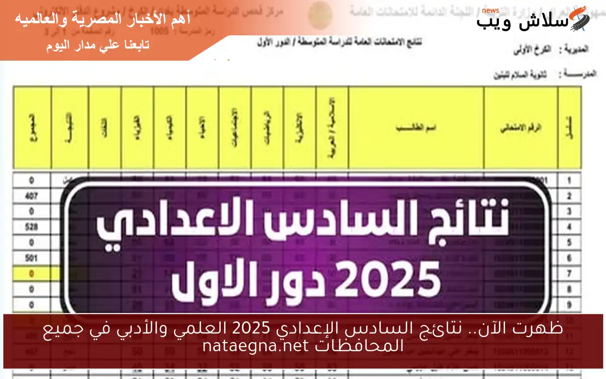 ظهرت الآن.. نتائج السادس الإعدادي 2025 العلمي والأدبي في جميع المحافظات nataegna.net 2 ظهرت الآن.. نتائج السادس الإعدادي 2025 العلمي والأدبي في جميع المحافظات nataegna.net