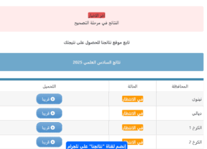Link تحميل نتائج السادس الاعدادي 2025 عبر الرابط المباشر www.nataegna.net فور ظهورهــــا 3 نتائج السادس الاعدادي 2025