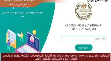 نتيجة الدبلومات الفنية برقم الجلوس 2025 اليوم السابع