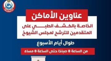 وزارة الصحة تكشف عن مواقع الكشف الطبي للمرشحين لمجلس الشيوخ