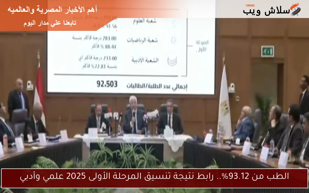 الطب من 93.12%.. رابط نتيجة تنسيق المرحلة الأولى 2025 علمي وأدبي 2 الطب من 93.12%.. رابط نتيجة تنسيق المرحلة الأولى 2025 علمي وأدبي